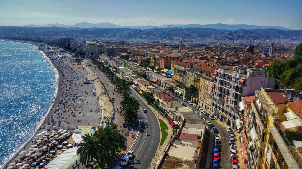 Looking down towards the city of Nice and beach