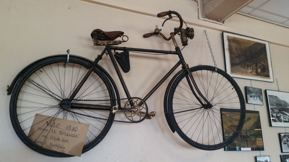 An antique bike ridden by Tour de France riders in 1910
