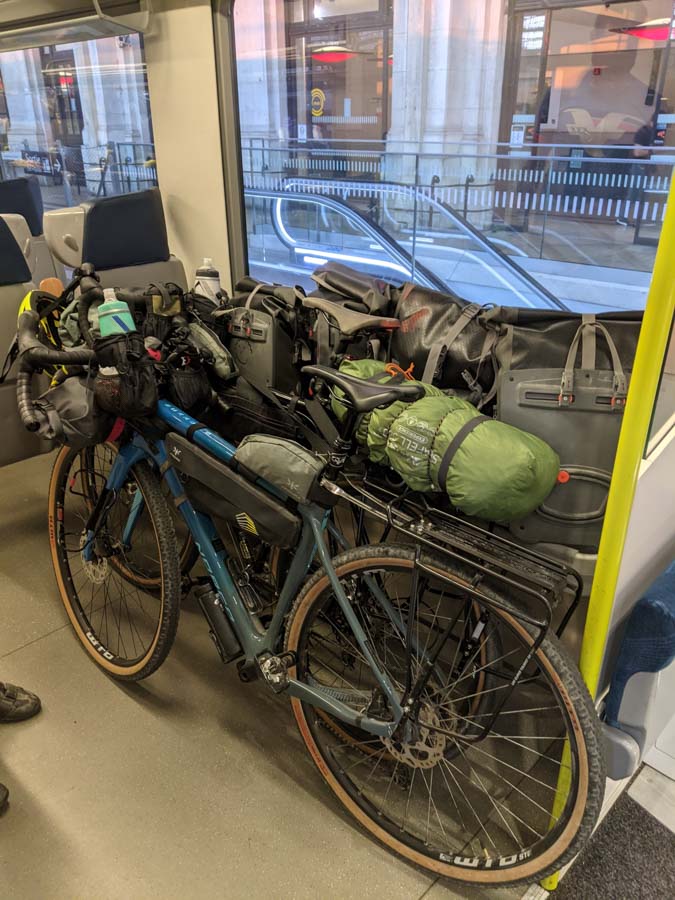 Two bikes on a French train