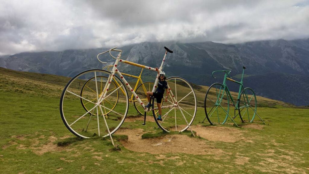 The bike sculpture at the top of the Col d'Aubisque, a famous cycling climb in the Pyrenees
