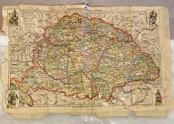 Graham Coult - a copy of a map his grandfather used in 1944 to escape from a German POW camp in Austria
