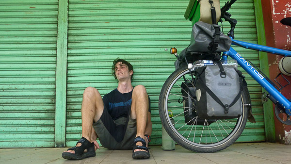 Mark Gresser - taking a breather while cycle touring in Malaysia