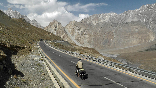 Mark Gresser cycling on the Karakoram Highway