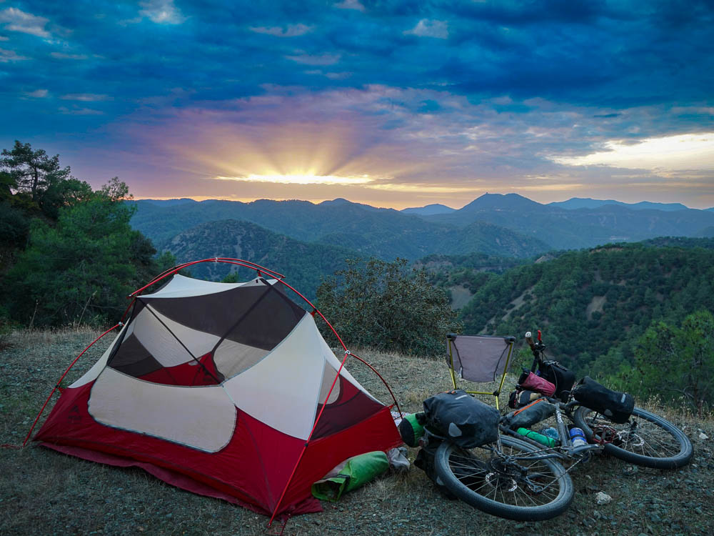 Wild camping in Cyprus while bicycle touring