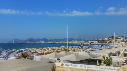 Cannes Beach in summer with blue skies