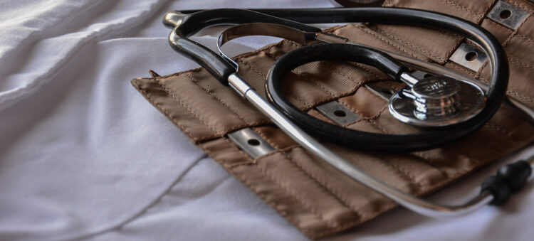 Blood pressure monitor and stethoscope in France