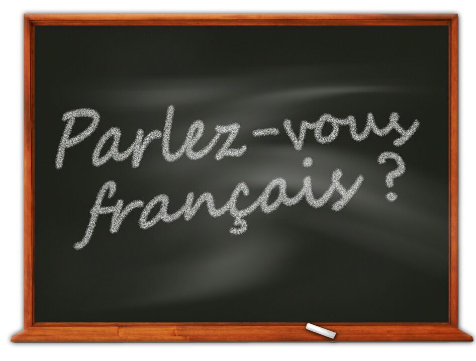 Blackboard showing Parlez-vous Francais? France