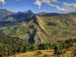 The road of the Col du Soulor, snaking around the edge of the Pyrenees mountains
